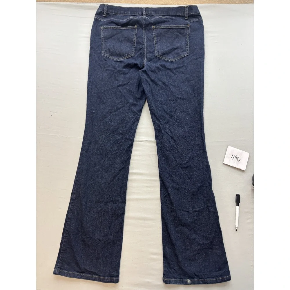 Woman Within Women's Size 14W Plus Dark Wash Bootcut Denim Jeans Mid Rise